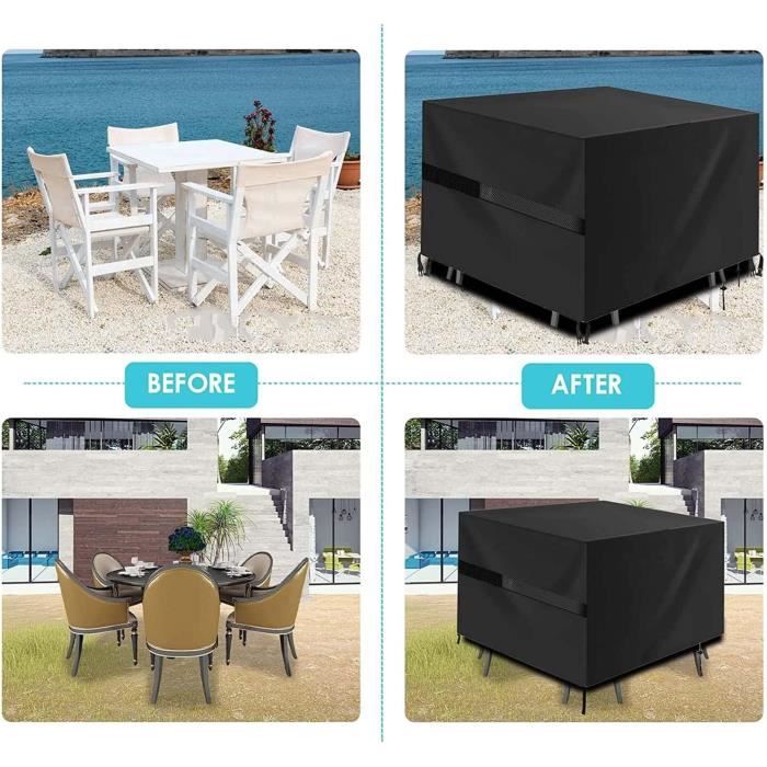 Housse Salon De Jardin Extérieur 125*125*74 Cm Housse De Protection Table De Jardin Tissu Oxford Housse De Meuble Avec Résis[u12953]