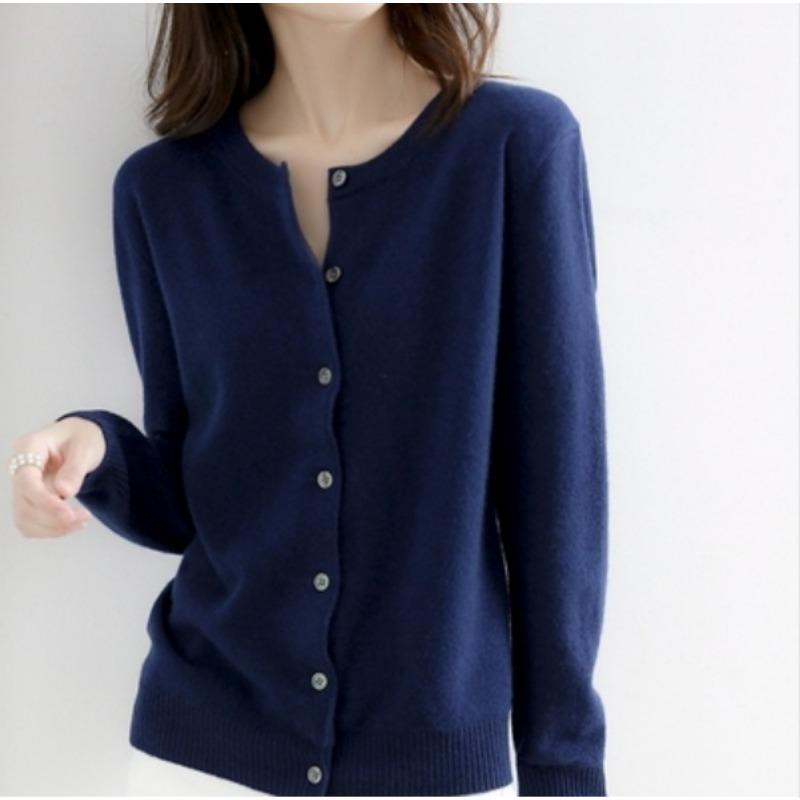 

Женский свитер свободного кроя с круглым вырезом, вязаный кардиган, осенне-зимний трикотажный топ с длинными рукавами XL синий