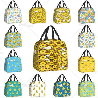 Klasik Çizgi Film Kauçuk Ördek Termal Yalıtımlı Öğle Yemeği Çantası Kadınlar için Taşınabilir Öğle Yemeği Kutusu İş Okul Seyahat Saklama Yiyecek Taşıma Çantaları