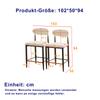 2-Pack Counter Height Bar Stools, Upholstered French Country Kitchen, Ergonomic Curved Backrest, Black & Coffee Contrast Frame, Cream Fabric Cushion