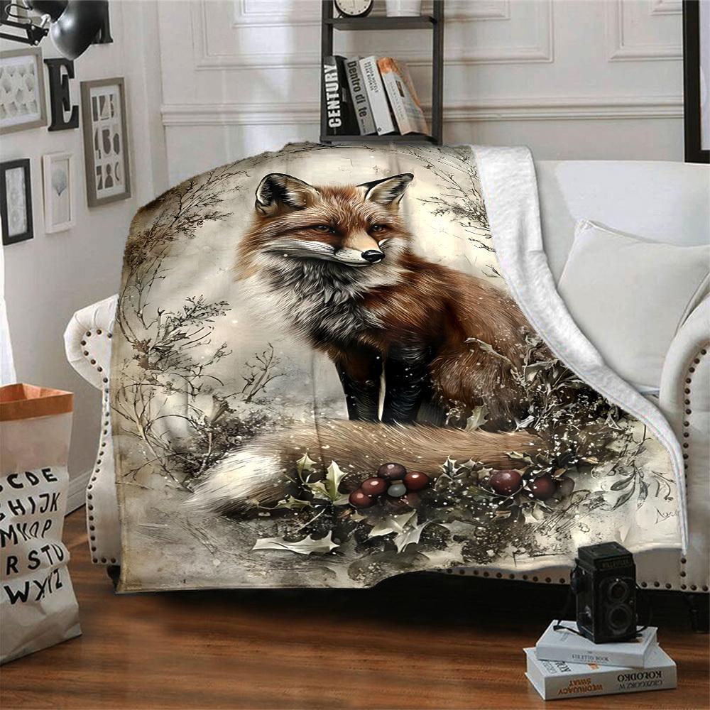 1pc Fox Name blanket Lightweight Flannel Throw for Sofa Bed Travel Camping Livingroom Office Couch Chair