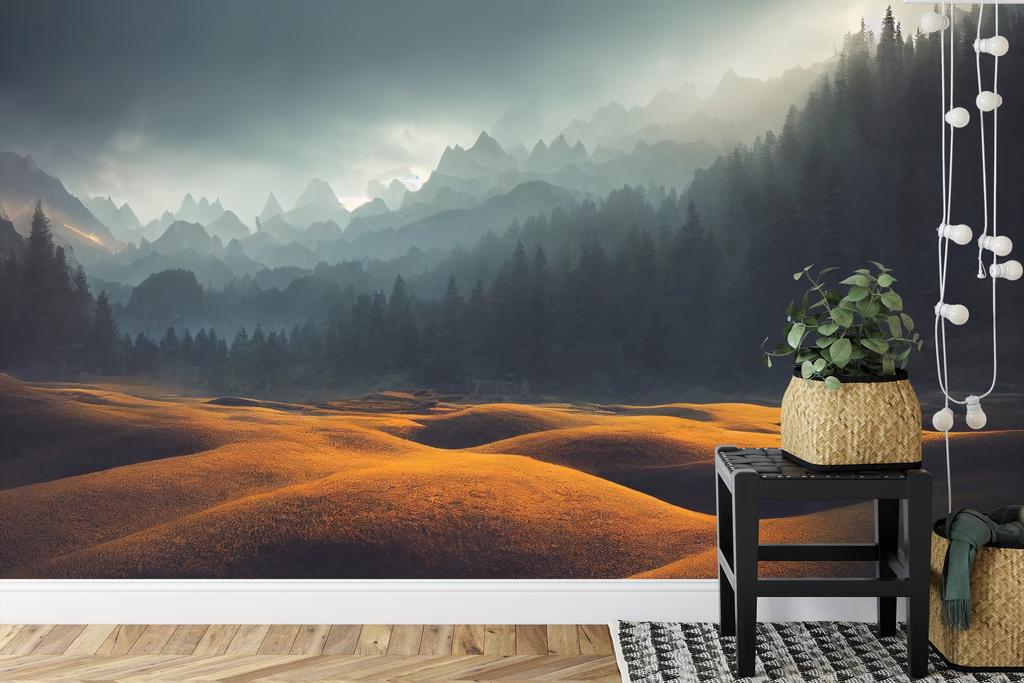 Photomural Breathtaking Nature Mountain Landscape, 3D Washable Fleece 416x290