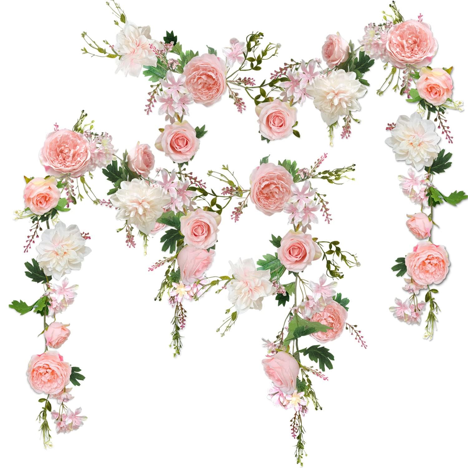 

OrgMemory 180cm Artificial Wedding Decorations for and Photography 2-Piece Garland, Roses, Vine-Shaped, Home, Office, Table, Weddings,