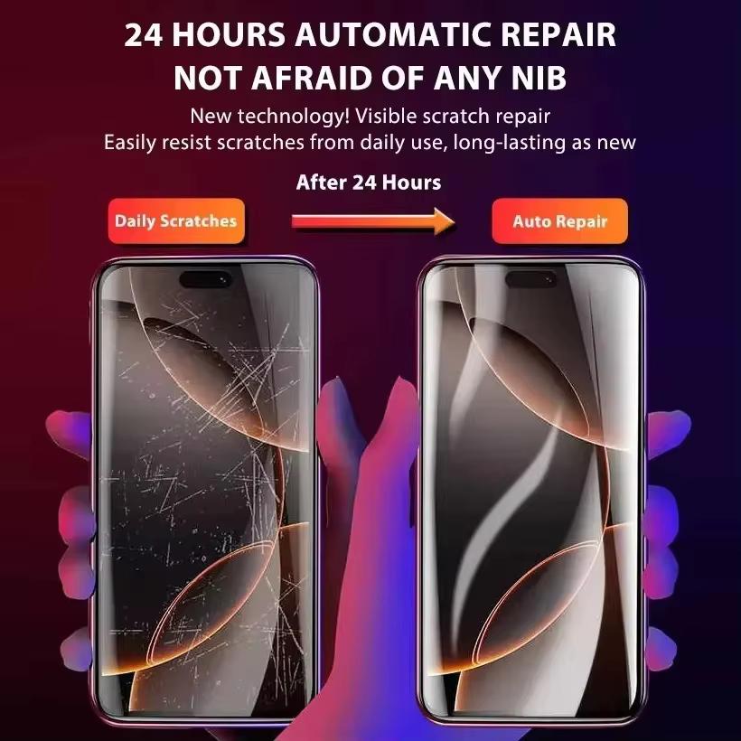 3 pacotes de protetores de tela de filme de hidrogel para iPhone 16 15 17 14 13 12 11 Pro Max Plus 13 12 Mini XR XS anti-arranhões e inquebráveis
