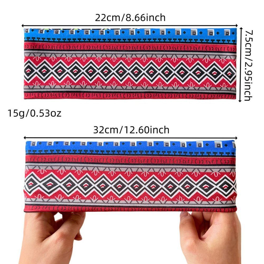 Ethnic Print Makeup Headband Sweat-absorbent Sport Hairband Durable Women's Hairband Daily Use