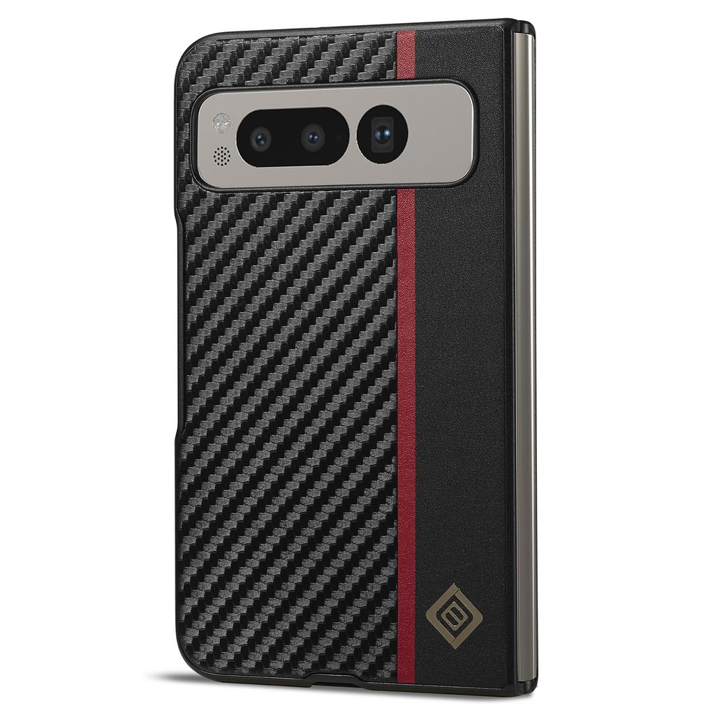 LC.IMEEKE Für Google Pixel Fold Kratzfeste Handyhülle mit Kohlefasertextur PU-Leder+TPU+EVA Rückseite