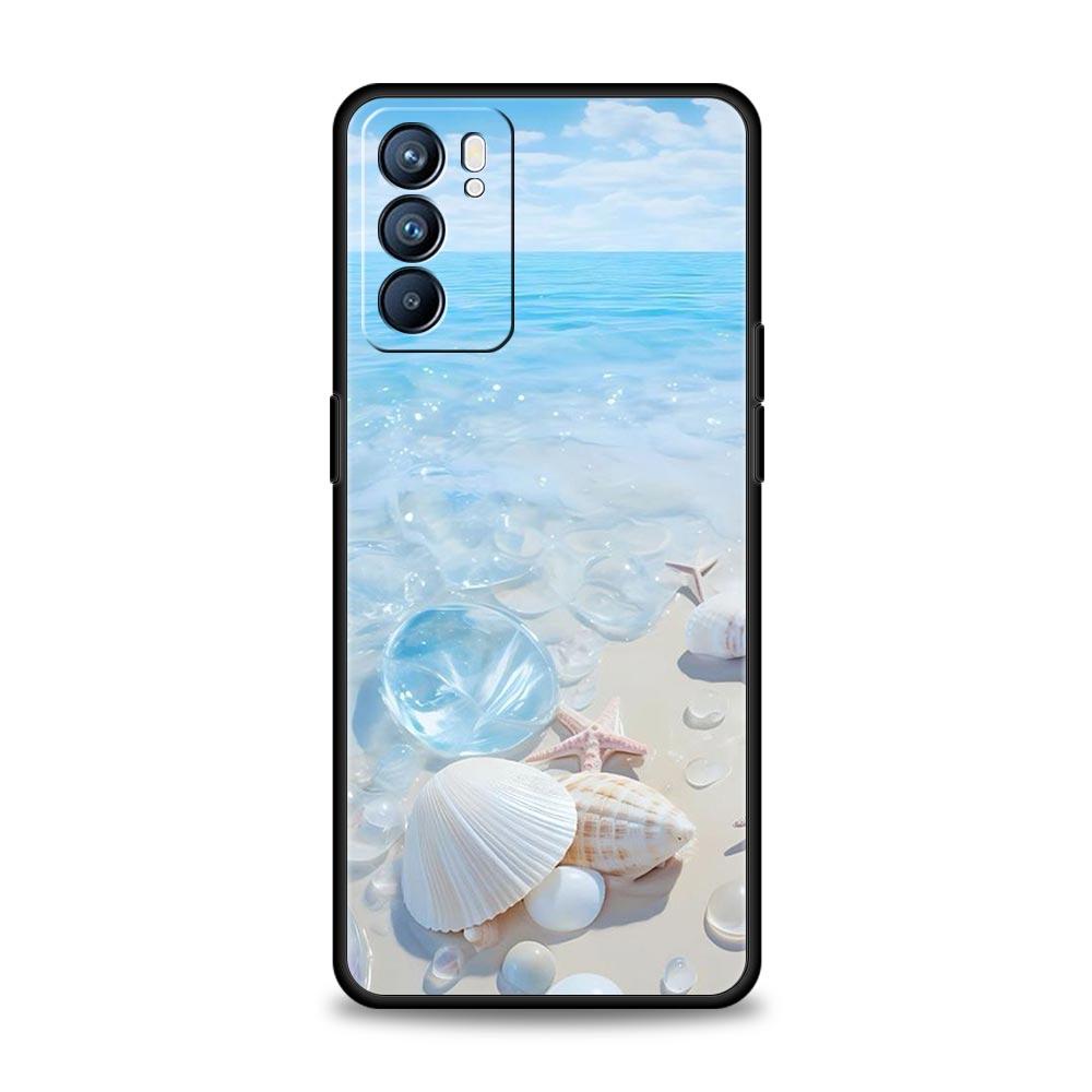 Handyhülle für Oppo Reno13 Reno12 Reno11 F Reno10 Pro A54 A53 A95 A76 A57 A98 A80 A79 5G A78 4G Hülle Blauer Schmetterling Meereswellen