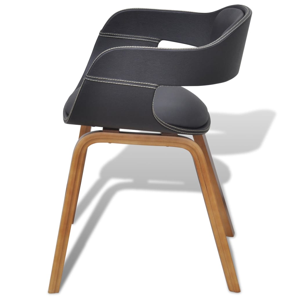 Dining Chairs 2 pcs Black Bentwood Frame and Faux Leather