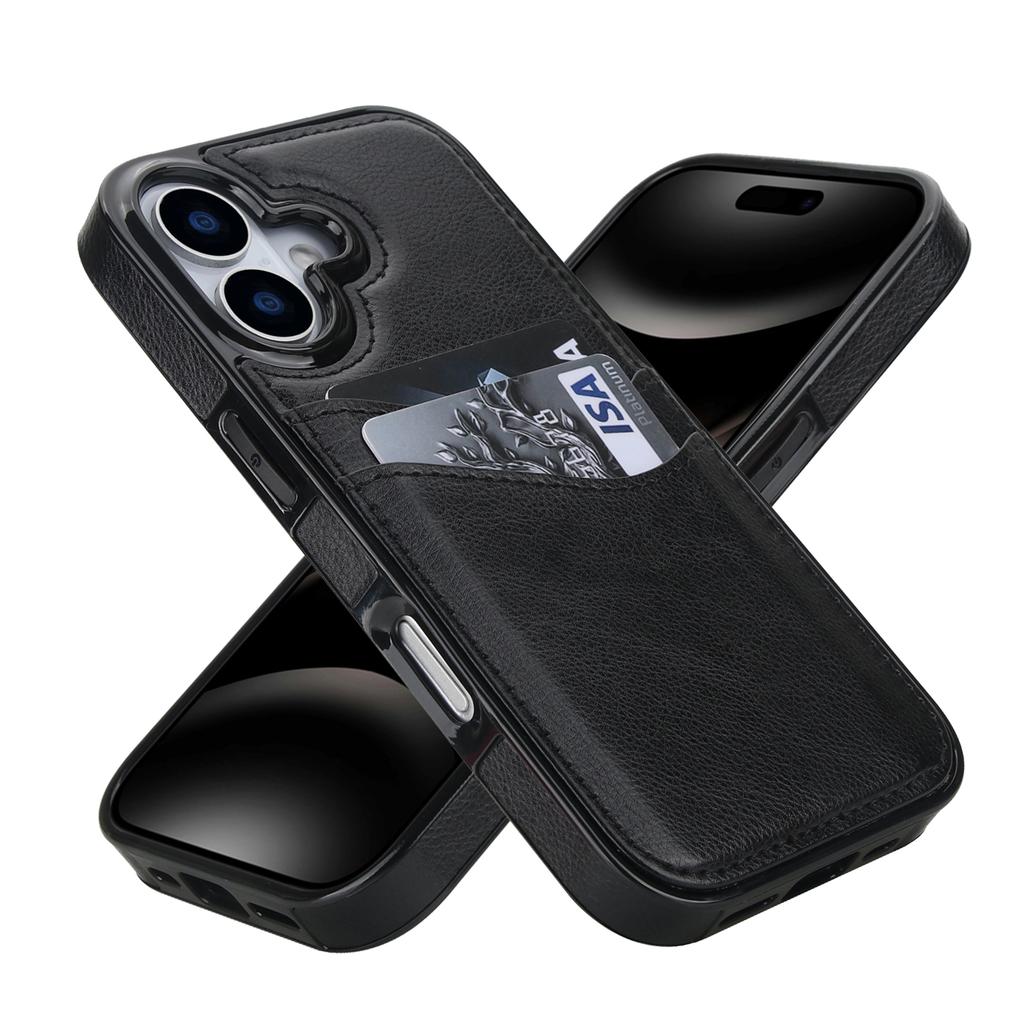 For iPhone 17 Case Card Slot Slim-Fit PU + TPU Mobile Cover
