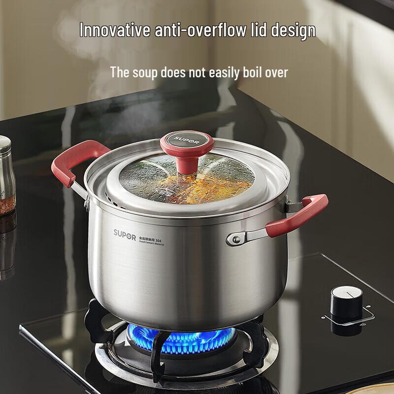 

SUPOR 304 Stainless Steel 22cm Anti-Overflow Pot