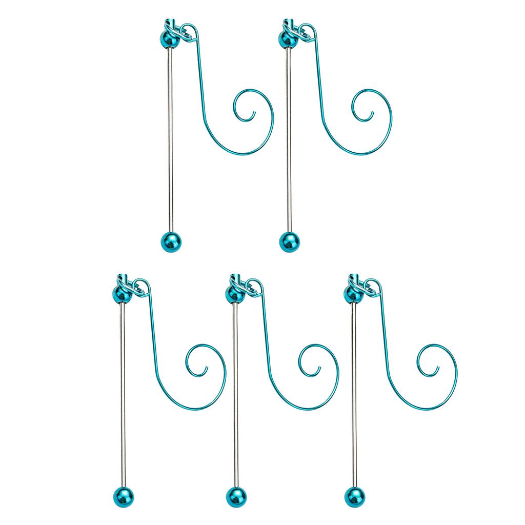 5 Pieces Colorful Metal Hanging Hooks for Christmas Ornament and Craft Projects Beadable Hangers Jewelry Accessories