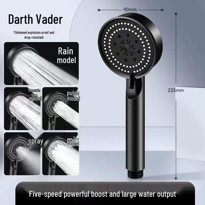 

Многофункциональная энергосберегающая 5-скоростная ручная душевая лейка Black Warrior Black Hard Bristles