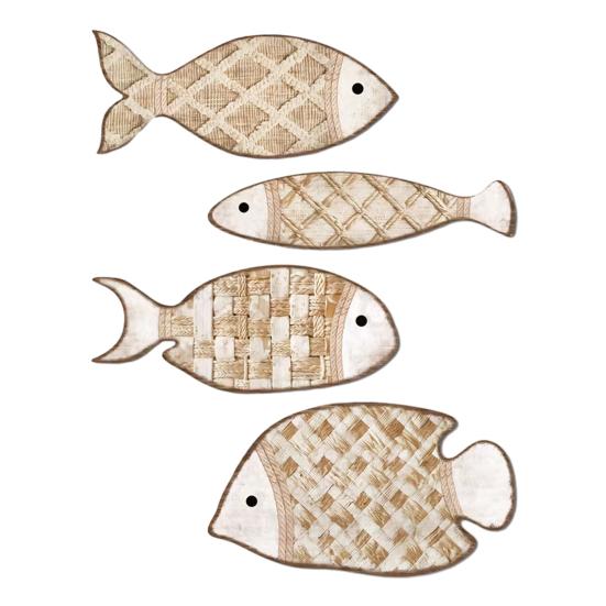 

4Pcs Woven Fish Wall Decor Handcrafted Coastal Boho Art Decoration for Living Room Bedroom Bathroom Sets
