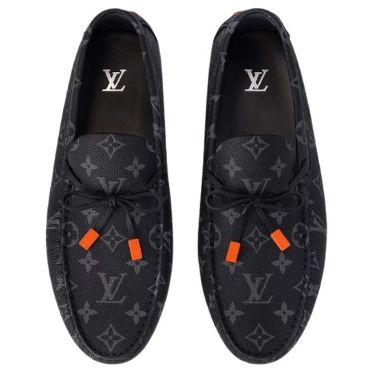 LOUIS VUITTON Driver Leather Casual Shoes Men's Black 1AAF38