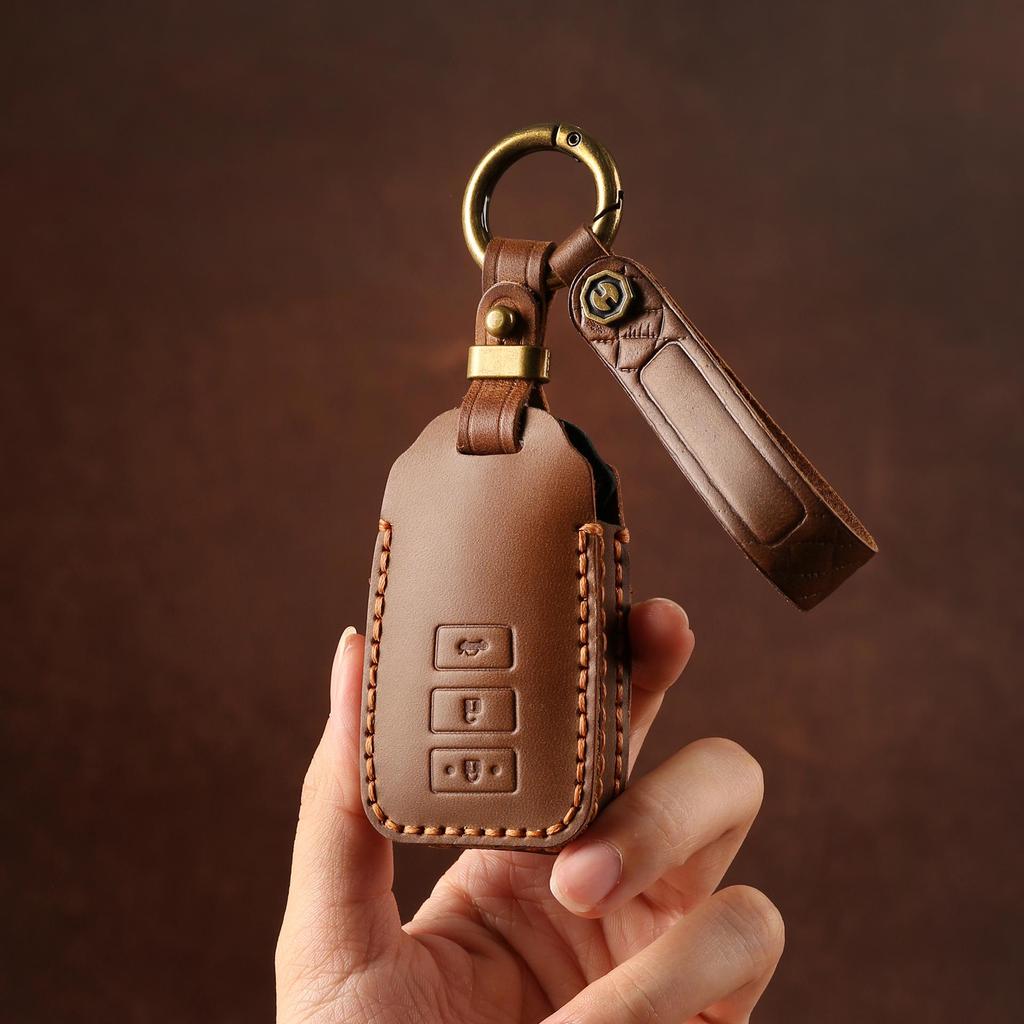 Top Layer Cowhide Key Bag for Toyota Zhixuan X/Yaris/Vios Genuine Leather Key Cover