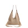 Vintage tassel hollow braided underarm bag women's summer versatile hand-woven vacation shoulder tote bag