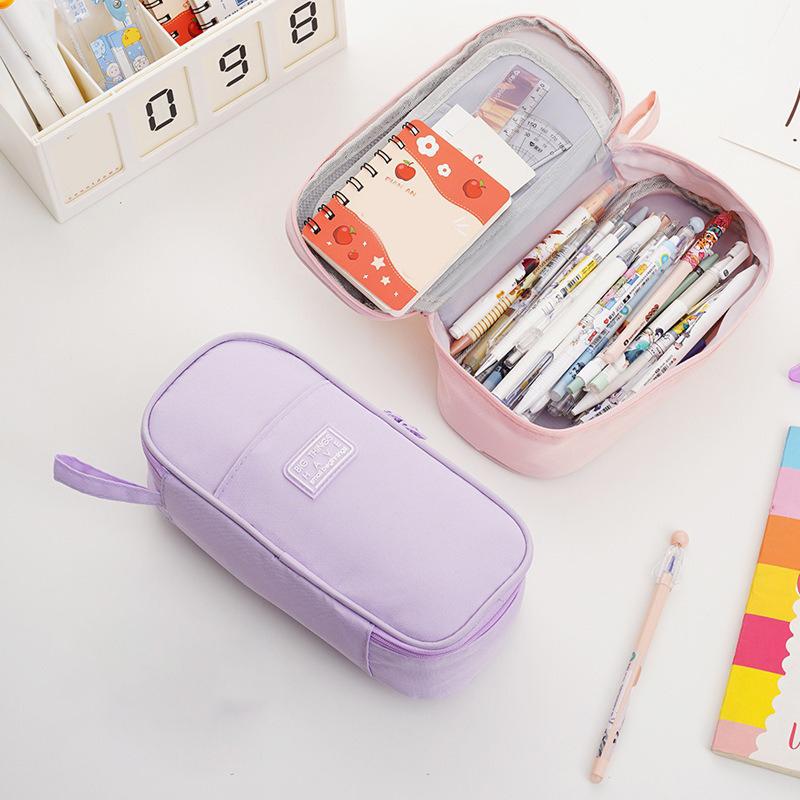 Federmäppchen mit großer Kapazität, Doppelreißverschluss-Schreibwarentasche, Multifunktionales Federmäppchen, Komprimierbare Schreibwarentasche