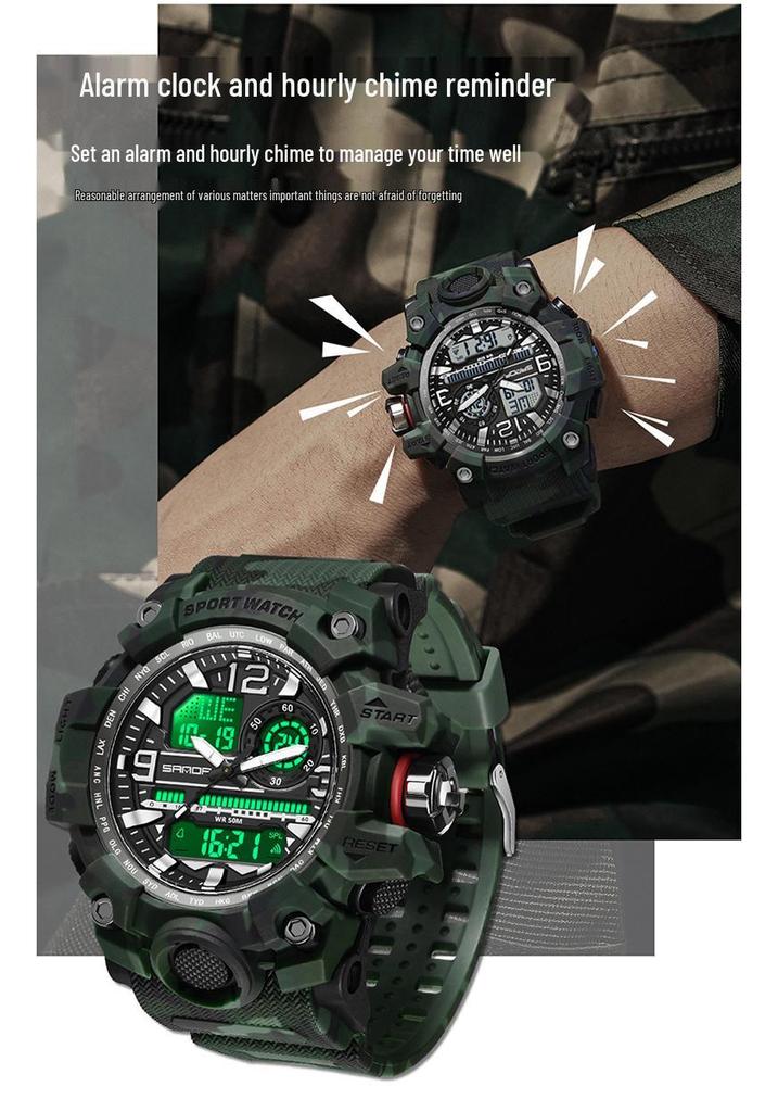 SANDA Youth Camouflage Sports Watch - Cool Dual Display, Waterproof Men's Electronic Watch