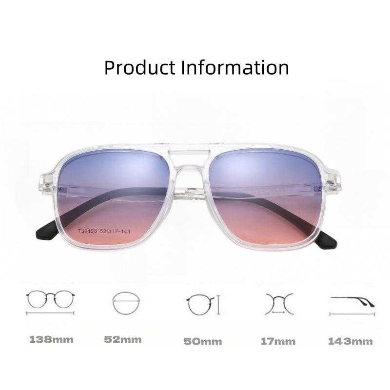 TR90 Magnetic Cover Glasses Double Beam 2-in-1 Men's Glasses Frame Polarized Sunglasses Optical Prescription Frame Women TJ2193