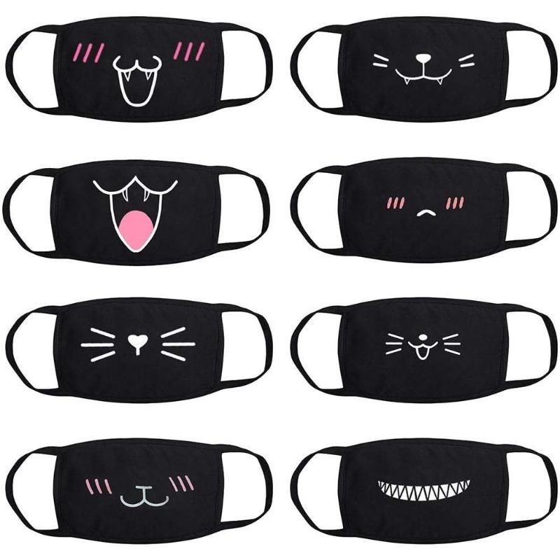 

8Pc Cartoon Sweet Cat Pattern Mouth Face Protection Cotton Dust-proof Fashionable Cute Reusable Washable