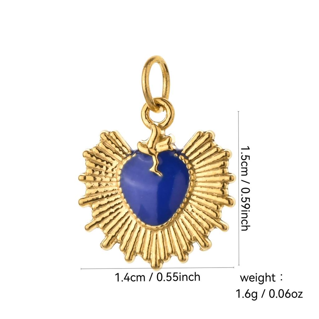 Stainless Steel Drip Oil Ice Cream Heart Necklace & Bracelet Charms