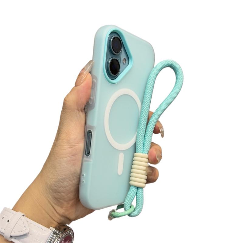 New 3 IN1 With Lanyard For Magsafe Case for iPhone 17 16e 16 15 14 Plus 13 11 12 Pro Max Magnetic Wireless Charge  Matte Cover