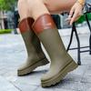 Women's Rain Boots Fashion Knee-high Rubber Galoshes Waterproof Garden Work Shoes Pvc Rubber Boots Winter Warm Cotton Rain Boot