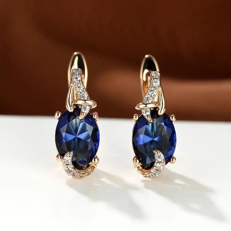 New colorful earrings exquisite copper inlaid zircon simple ear buckle light luxury high-end ear buckle earrings women