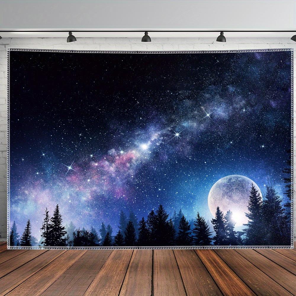 [1pc Galaxy Tapestry] 1pc Extra Large Galaxy Starry Sky Moon Night Scene Polyester Tapestry | Aesthetic Wall Hanging, Birthday