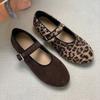 Retro Neue Einzelne Schuhe 2025 Herbst Vielseitige Ein-Schnallen-Rundzehen-Flache Mary Wildlederschuhe für Damen