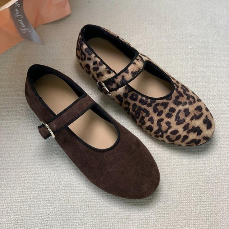 Retro Neue Einzelne Schuhe 2025 Herbst Vielseitige Ein-Schnallen-Rundzehen-Flache Mary Wildlederschuhe für Damen