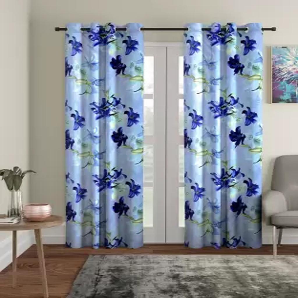 Green Flower Printing Cloth Curtains For Kids Boy Girl Bedroom Living Room Blue/Pink Cortinas Custom Made Drape Custom