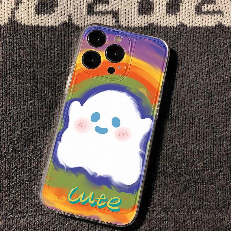 Halloween color graffiti ghost for iPhone17 Pro phone case Apple 17 transparent 14/16 fine hole