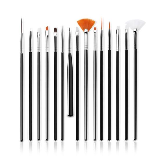 

Blueberry Lady Dotting Drawing Nail 15Pcs Hook Art Line Pen Polish Makeup Brushes Manicure Tool чорний