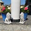 Escultura de león de hormigón gris figura de león de jardín estilo art déco