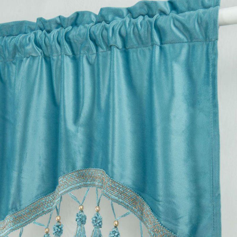 Samt-Kurzvorhänge mit Quastenbesatz Dekorative Vorhänge