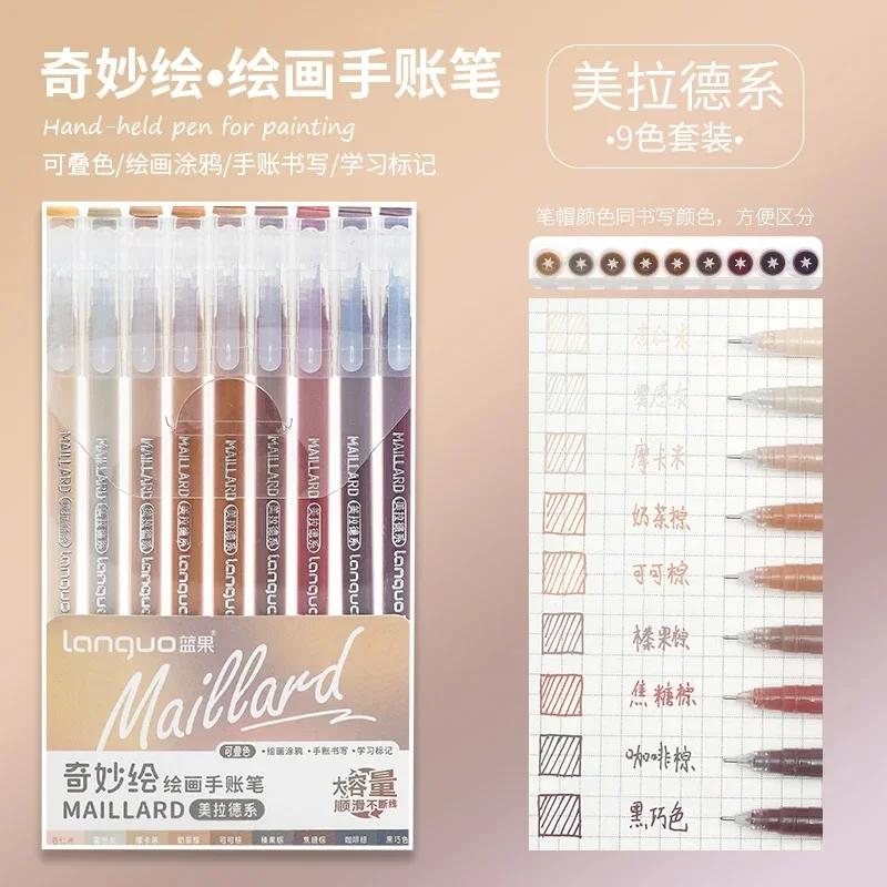 Languo 198/9 Colors Morandi Colorful Gel Pen Student Note Marker Painting Graffiti Color Pen Stationery Office School Supplies