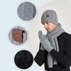 Winter Knitted Wool Hat Men Women Hat Scarf Gloves Three-Piece Velvet Warm Cap Sleeve Cap Skullies Beanies