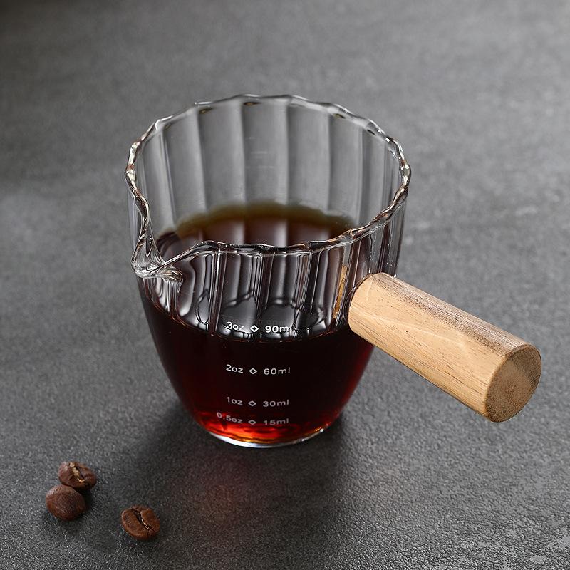 Coffee Extraction Glass Cup with Engraved Measure, High Temperature Resistance, Italian Espresso Oz Cup, Durable, Double Mouth,