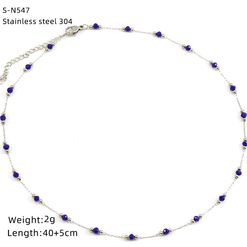 Halskette aus Edelstahl mit glasierten Perlen und Kristallen, süße türkisfarbene Natursteinkette, Persönlichkeit, hochwertige Schlüsselbeinkette