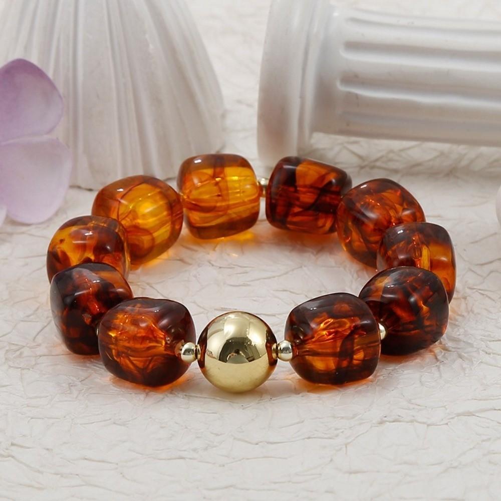 Stackable Beaded Bracelet Acrylic Handmade Bracelet Boho Square Beads Bracelet  for Women