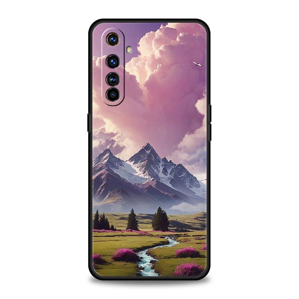 Pink Sunset Mountain Case For Realme C67 C63 C55 C53 C35 C25 C21 GT 2 3 5 6 10 11 12 13 Pro Plus 5G Soft TPU Phone Cover Fundas