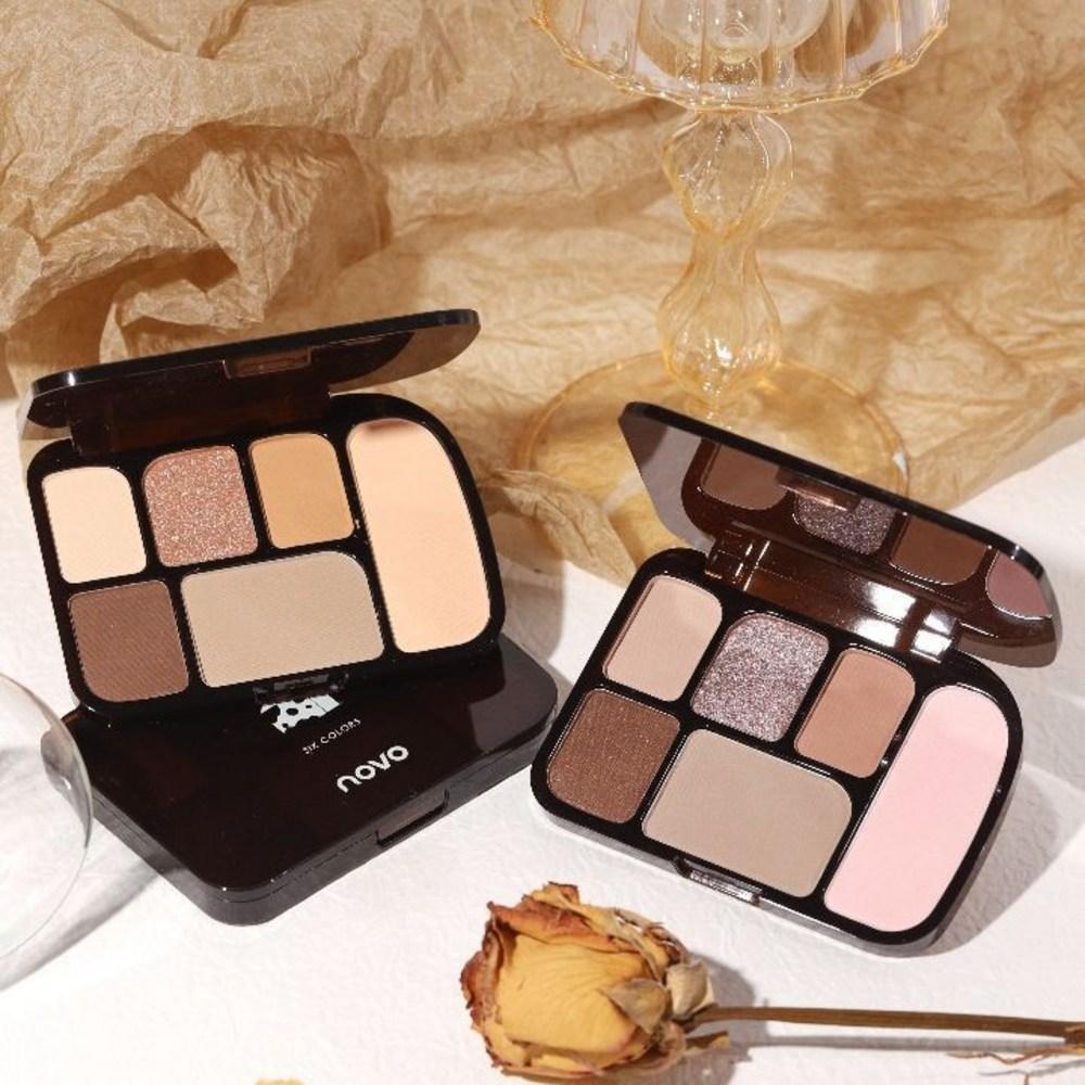 Novo Starlight 6 Color Eyeshadow, 02. 2#Human Fireworks, 1 pc