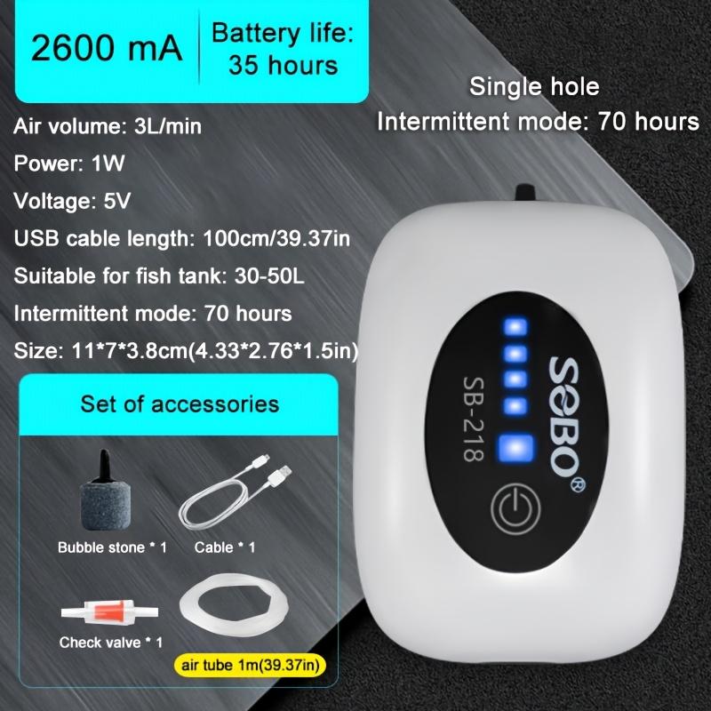 

Rechargeable USB Fish Tank Air Pump 4800mAh Battery Silent Oxygen Pump with 1M Tube for Aquarium Outdoor Breeder Tanks Portable S