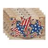 Wood America Beads Stars Patriotic 4th of July Placemats,12x18 Inch Memorial Day Table Mats for Party Kitchen Dining Decoration