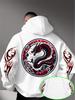 Chinese Dragon Cloud Circle Back Print Tribal Star Pattern Sleeve Men Hip Hop Sports Hoodie Oriental Street Oversized Casual Pullover Sweatshirt