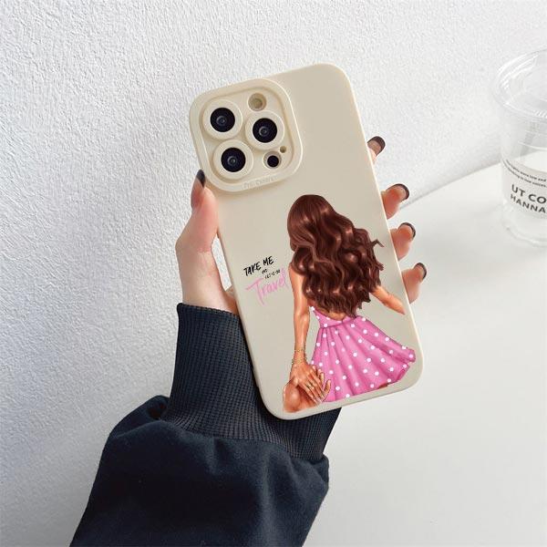 Fashion Girls Silicone Phone Case for iPhone 14 13 12 11 Pro Max Case for iPhone SE 2020 14 7 8 Plus XR X XS Soft Cover Fundas