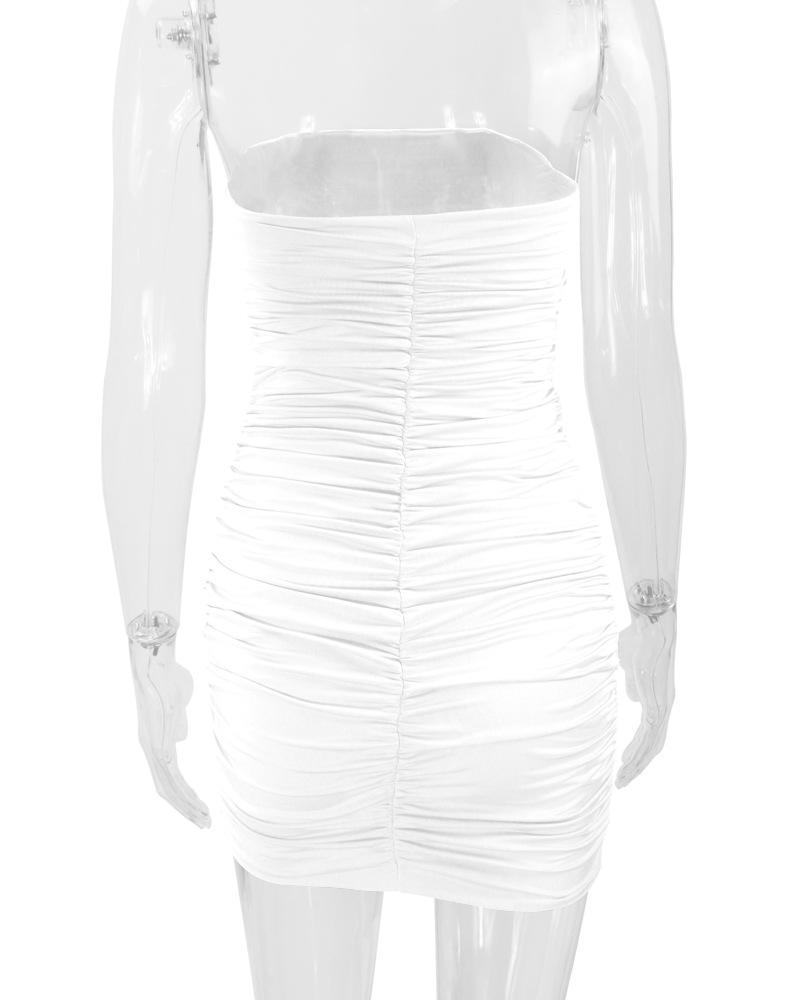 2025 Summer Sexy Strapless Pleated Bodycon Dress for Women - European and American Style