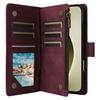For iPhone 16 Pro Case Zipper Multi-Pocket Wallet Leather Phone Cover with Shoulder and Wrist Straps