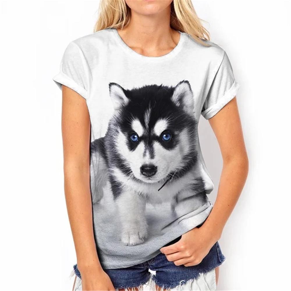 Wszechstronny Zabawny Wielokolorowy Nadruk 3D Damski T-shirt Krótki Rękaw Lato Casual Seksowny Dekolt w Serek Personalizowany Damski Damski Top Odzież